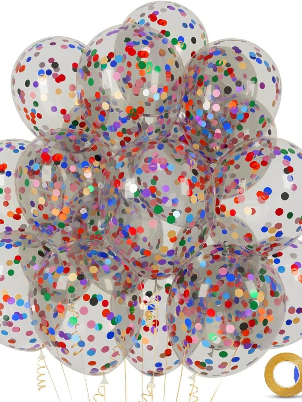 100pcs Rainbow Multicolor Confetti Balloons 12 inch